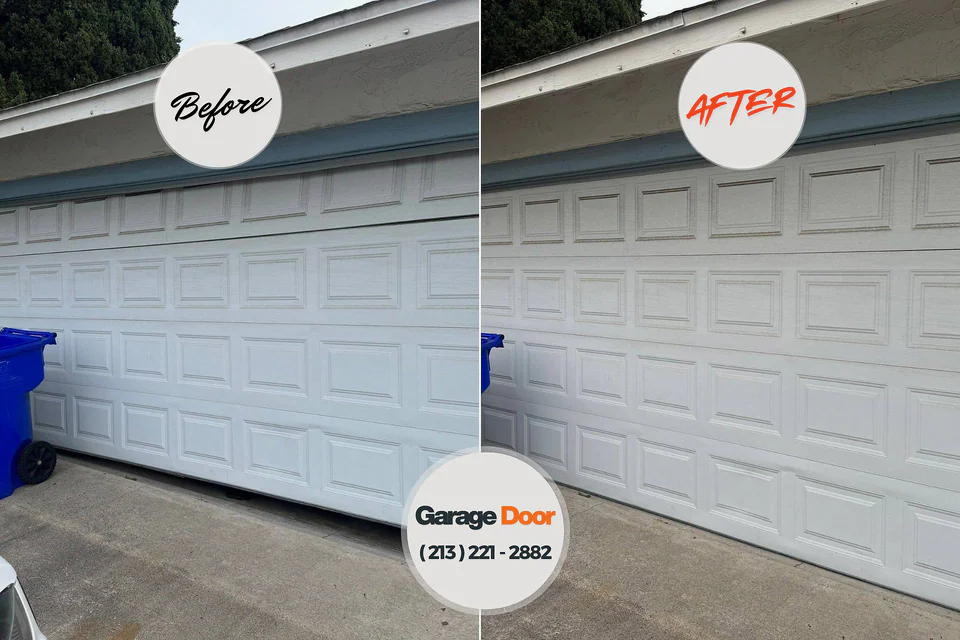 Before and after: garage door repair Sansom Park, TX